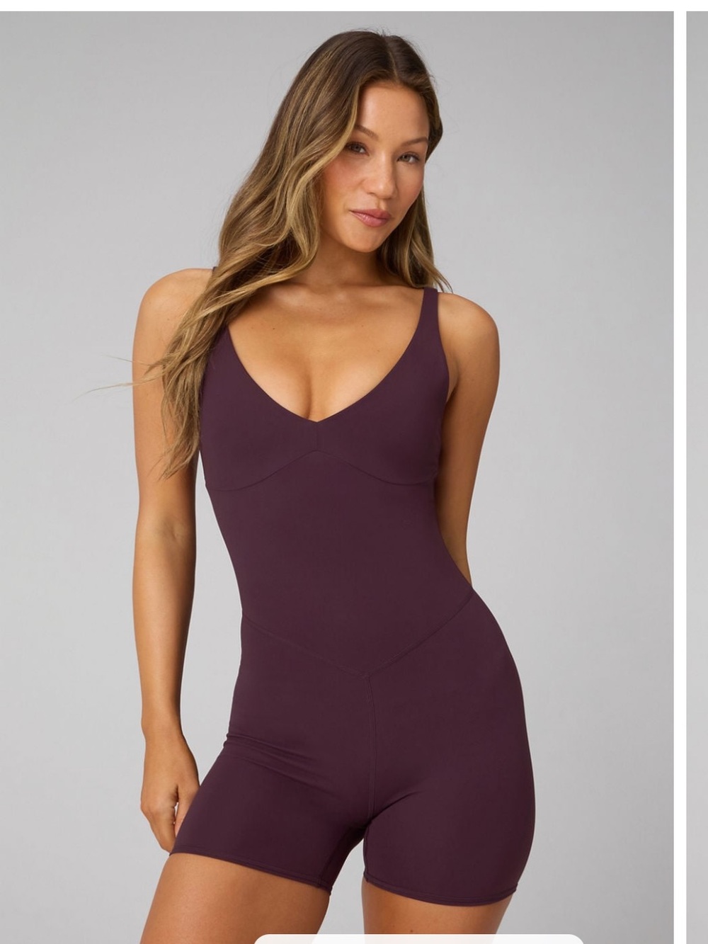 Fabletics PureLuxe TLC short jumpsuit 4”Oxford Seamless V-Neck Athletic Romper